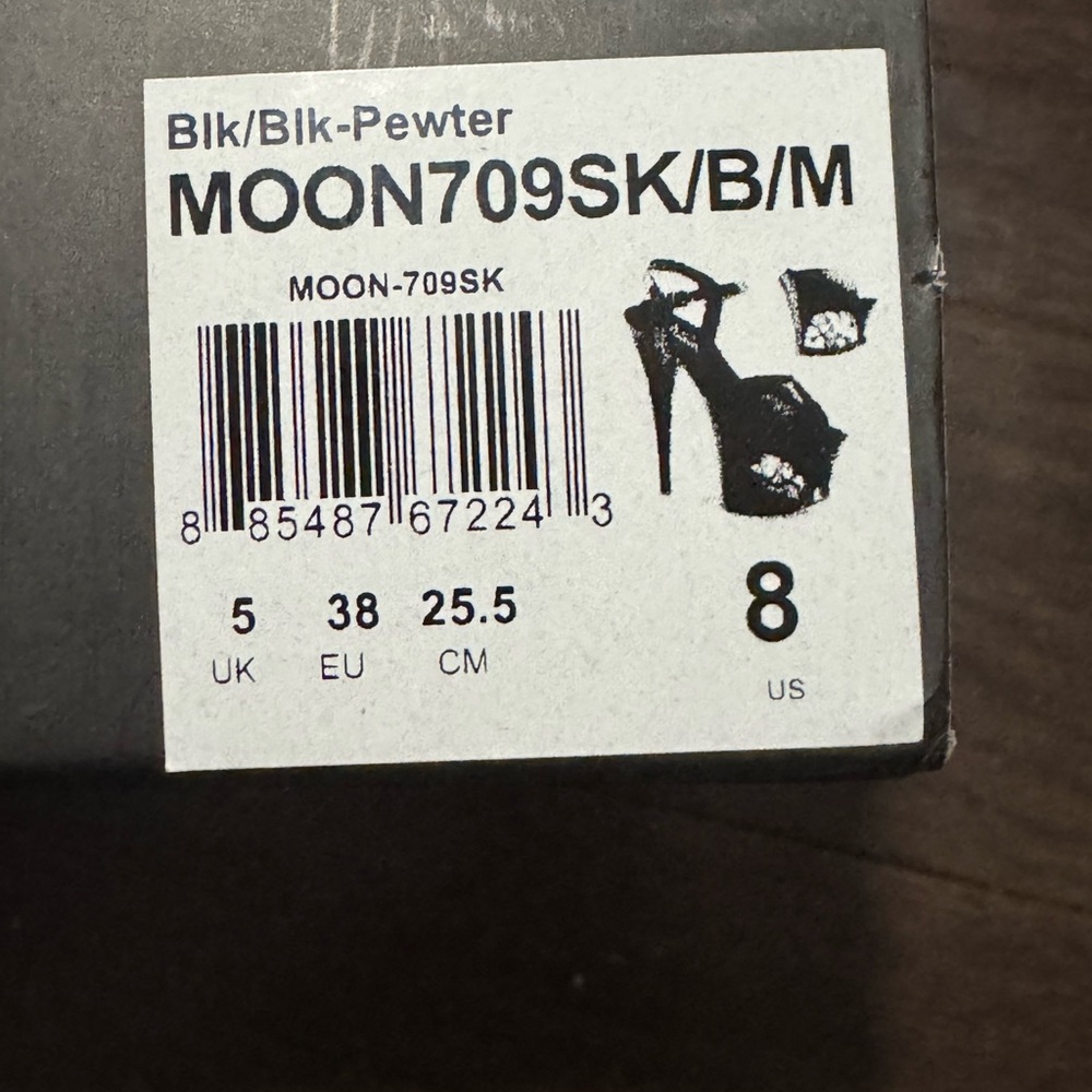 Pleaser Moon-709 skull platform heels black patent size 8 NIB - Picture 4 of 14